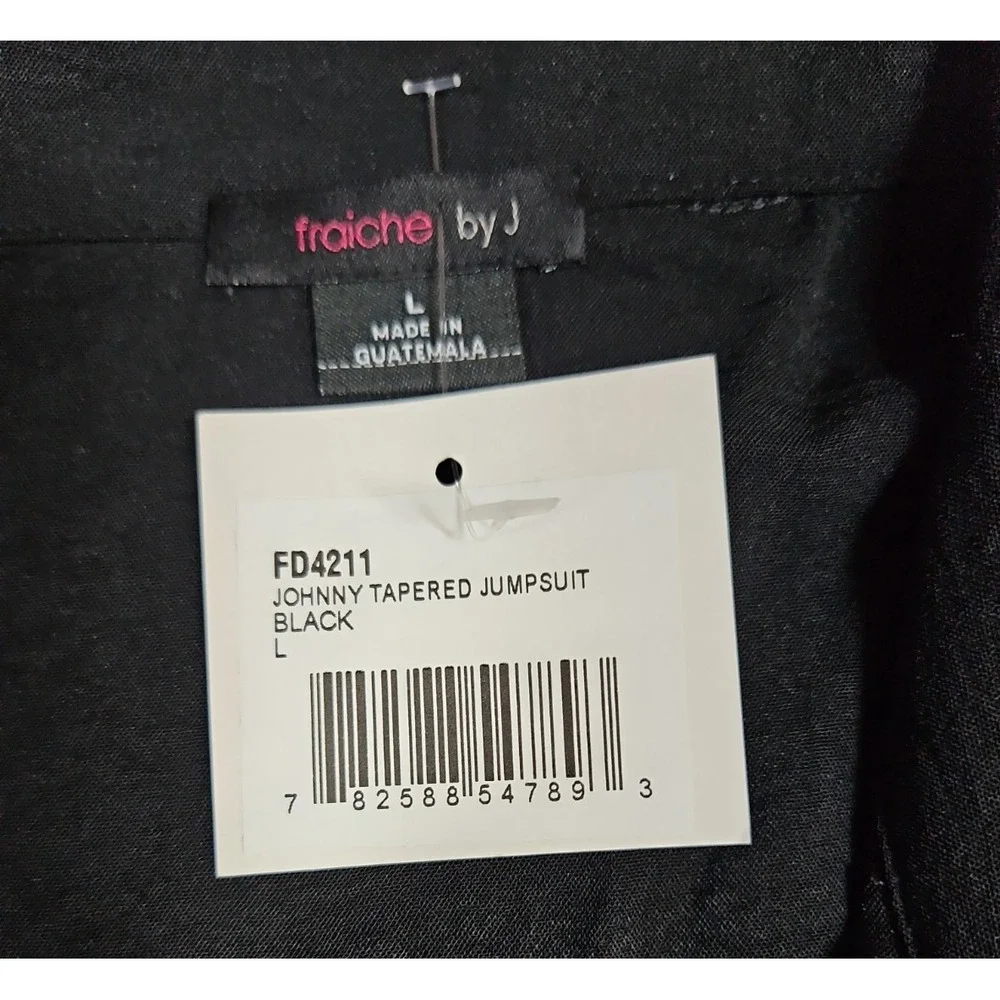 Fraiche By J Womens Black Collared Short Sleeve Jumpsuit Size Large NWT